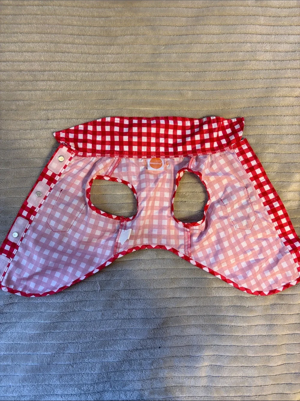 Red Gingham Dog Shirt with Denim Pockets - never worn, XS size